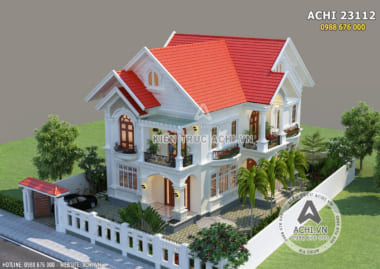 Thiết kế biệt thự mái Thái 2 tầng đẹp nổi bần bật giữa vùng quê thanh bình – Mã số: ACHI 23112