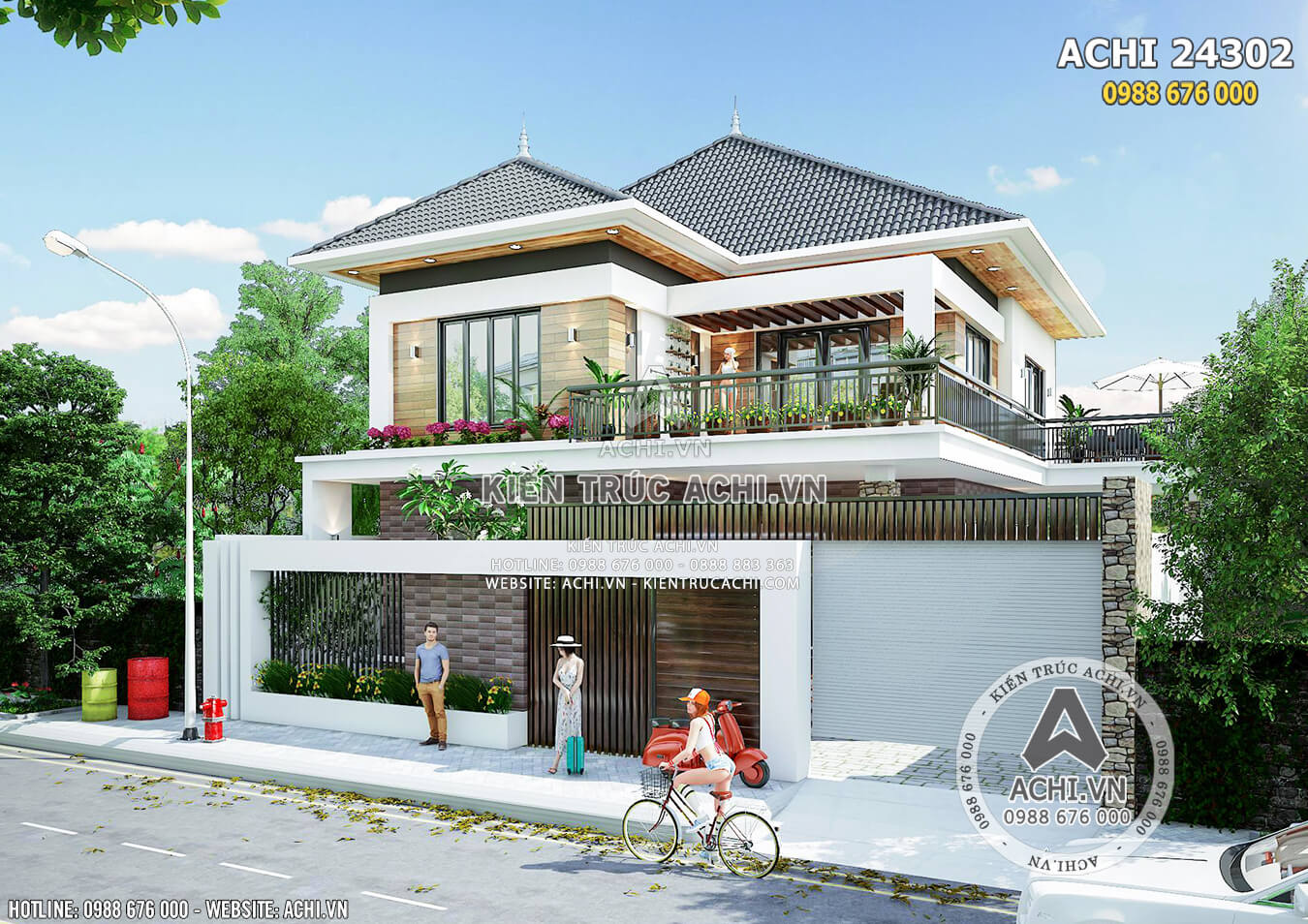 Mẫu nhà 2 tầng mái thái hiện đại tại Tuyên Quang - ACHI 24302