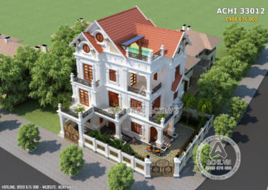 Thiết kế biệt thự mái Thái 3 tầng đẹp – Mã số: ACHI 33012