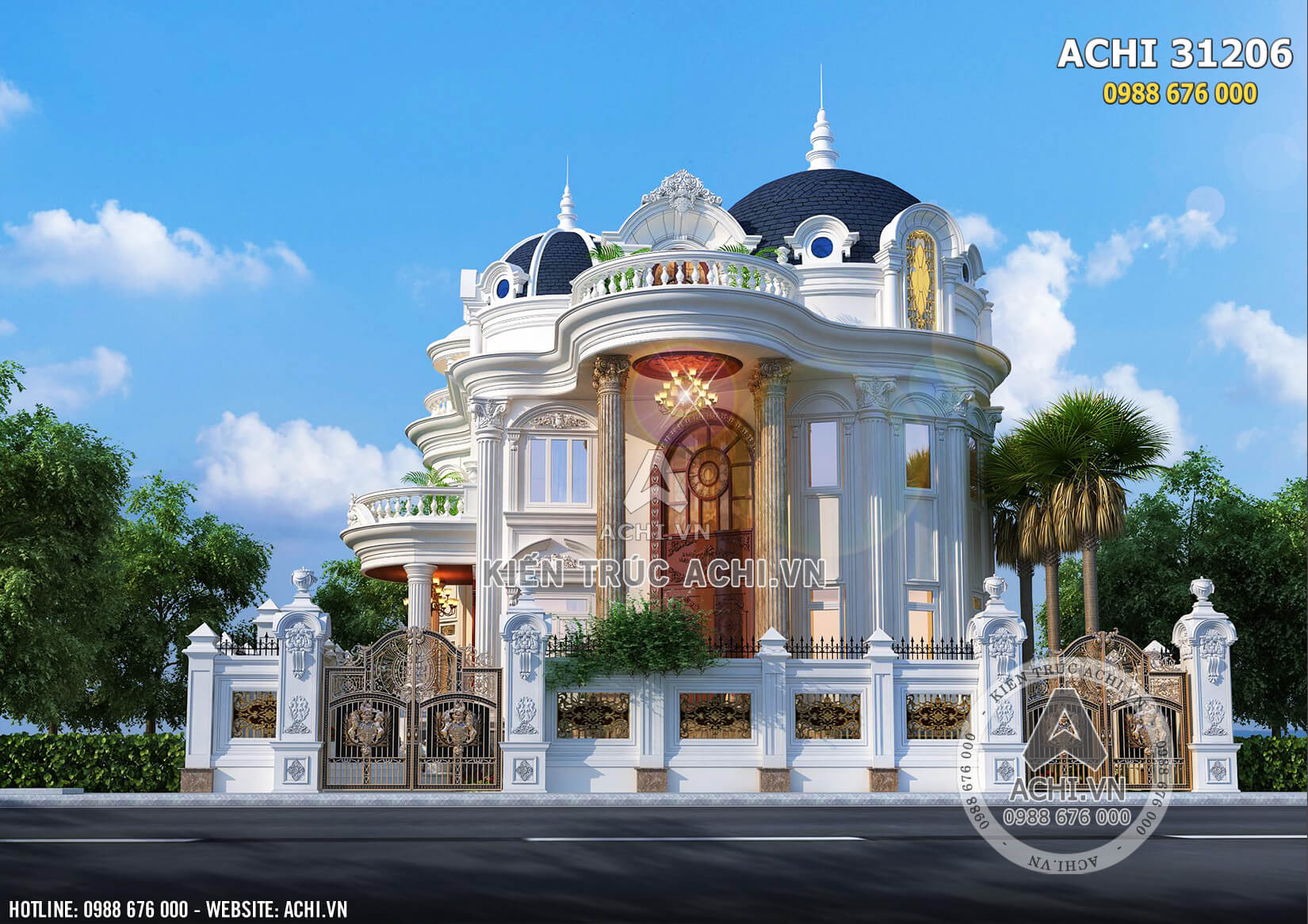 Mẫu thiết kế biệt thự tân cổ điển đẹp 3 tầng tại Sài Gòn - ACHI 31206