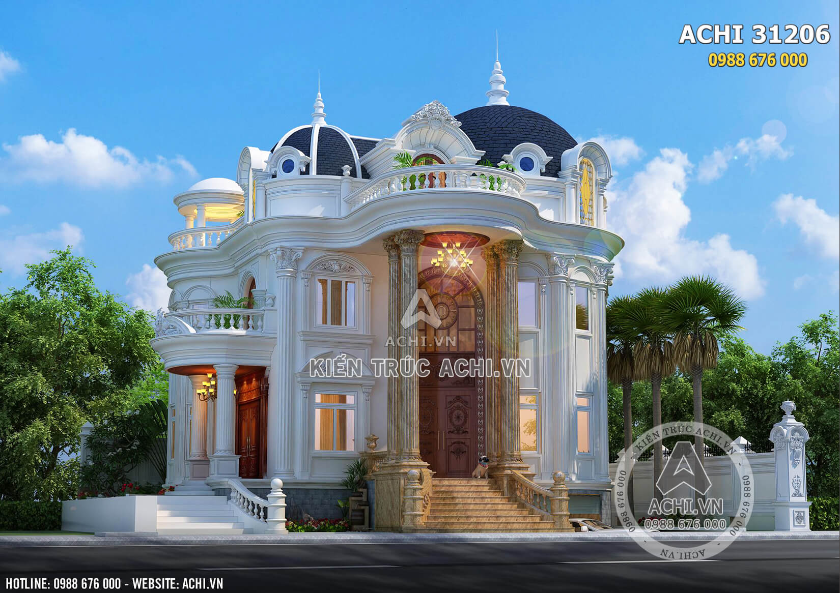 Mặt tiền mẫu thiết kế biệt thự tân cổ điển đẹp 3 tầng tại Sài Gòn