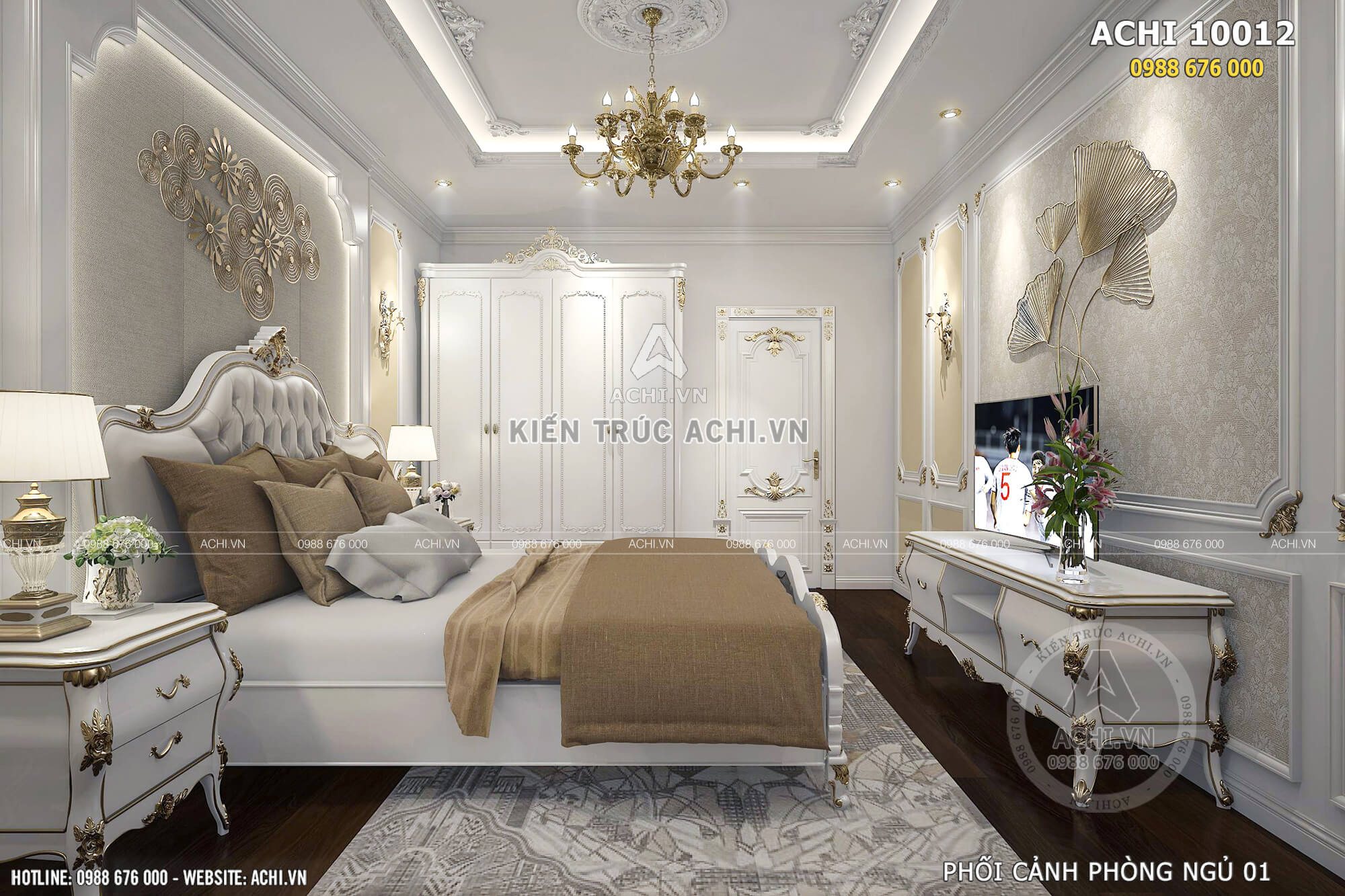 Thiết kế nội thất phòng ngủ đẹp mang phong cách tân cổ điển sang trọng và cuốn hút