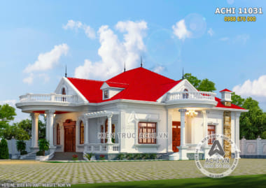 9+ mẫu biệt thự 1 tầng tân cổ điển mái Thái nhà vườn mùa xây dựng 2022