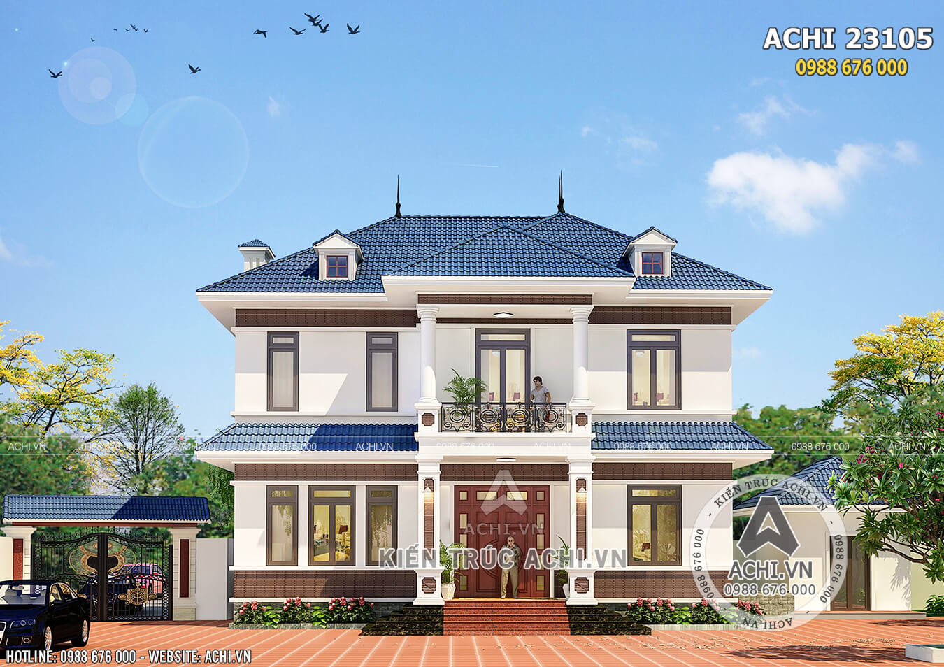 Mẫu thiết kế biệt thự 2 tầng mái thái đẹp tại Đồng Nai