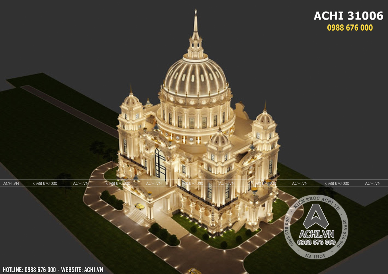 Thiết kế siêu lâu đài tân cổ điển lớn nhất Việt Nam - ACHI 31006