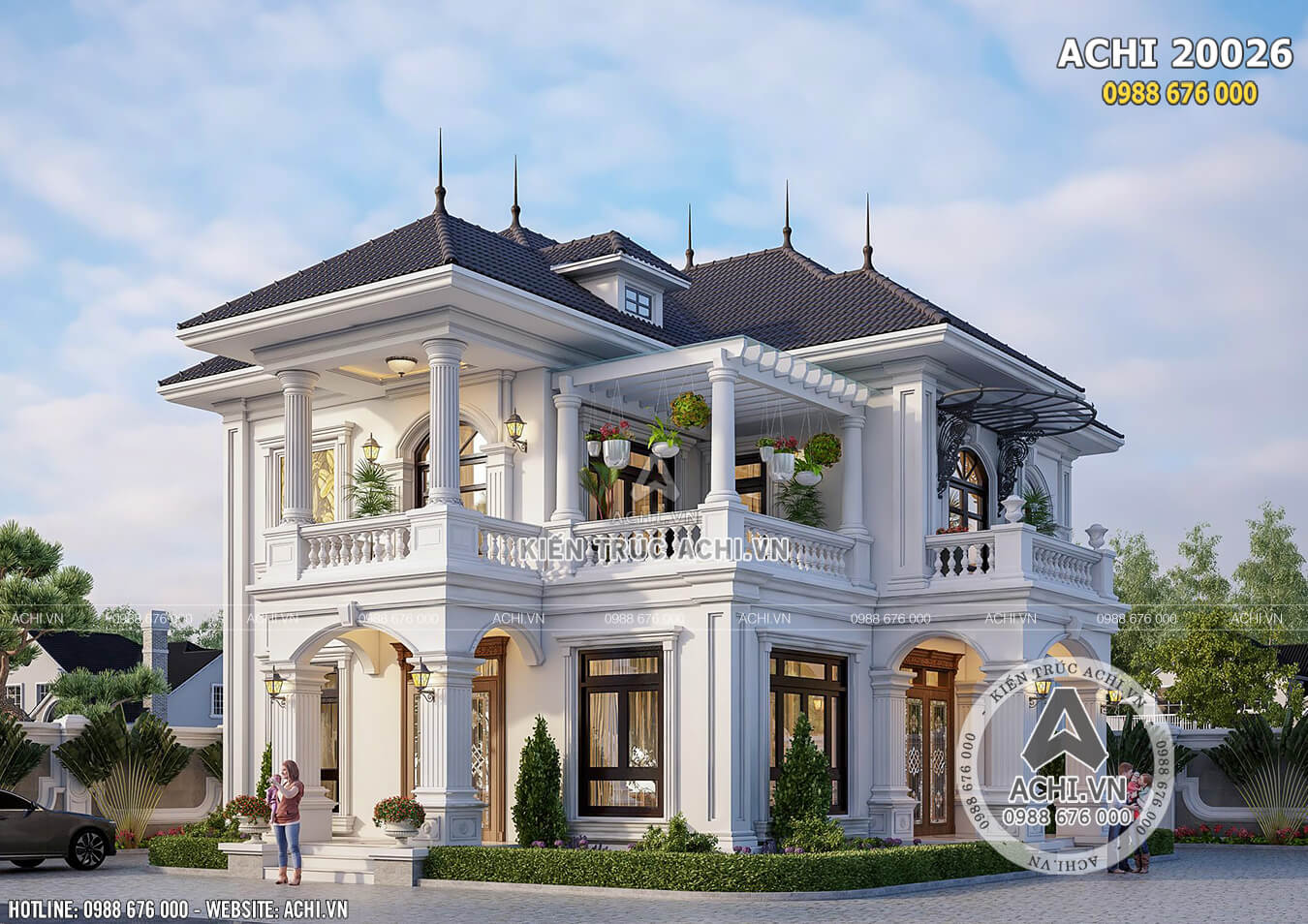 Mẫu biêt thự 2 tầng mái Thái đẹp - Công ty thiết kế biệt thự 2021