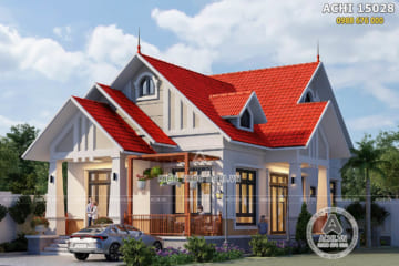 Mẫu thiết kế nhà cấp 4 đẹp nông thôn 3 phòng ngủ 130m2 – ACHI 15028