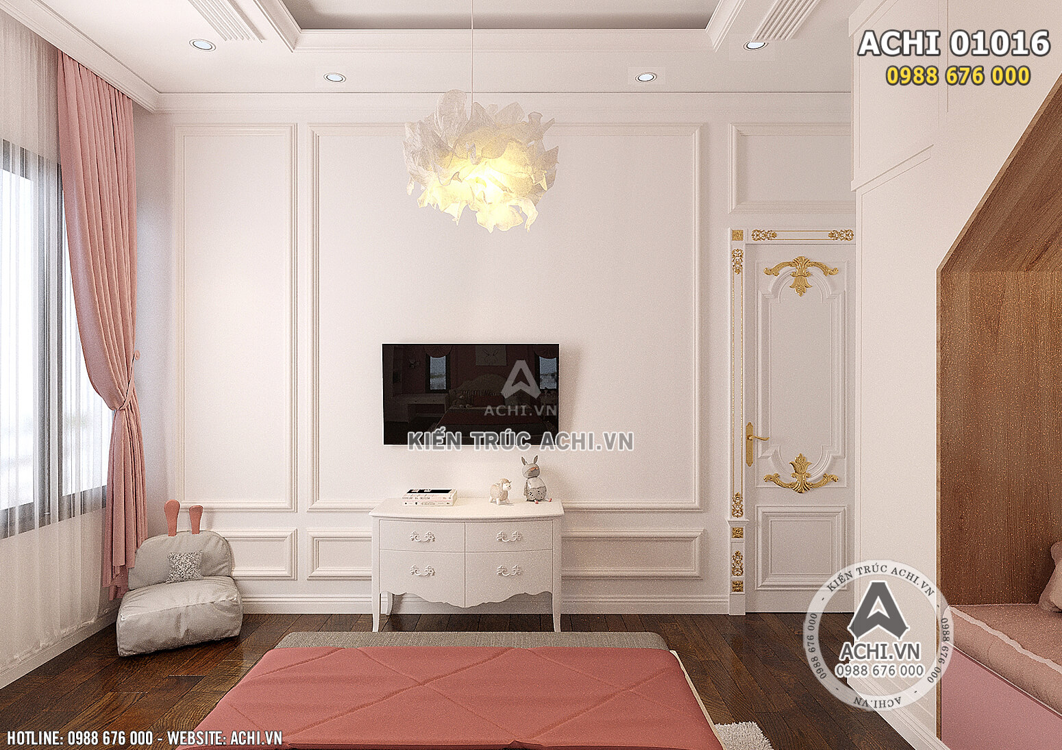 Hình ảnh: Thiết kế nội thất tân cổ điển cho không gian phòng ngủ cho cô con gái - ACHI 01016