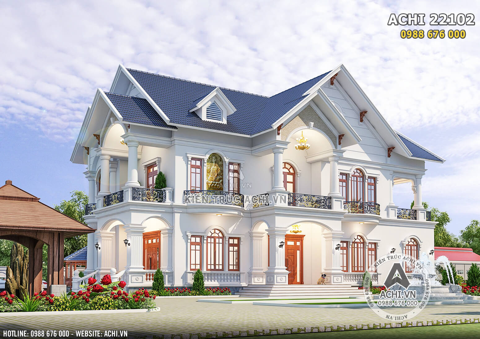 Biệt Thự Nhà Vườn Mái Thái 2 Tầng Đẹp Nhất 2021 - Achi 22102