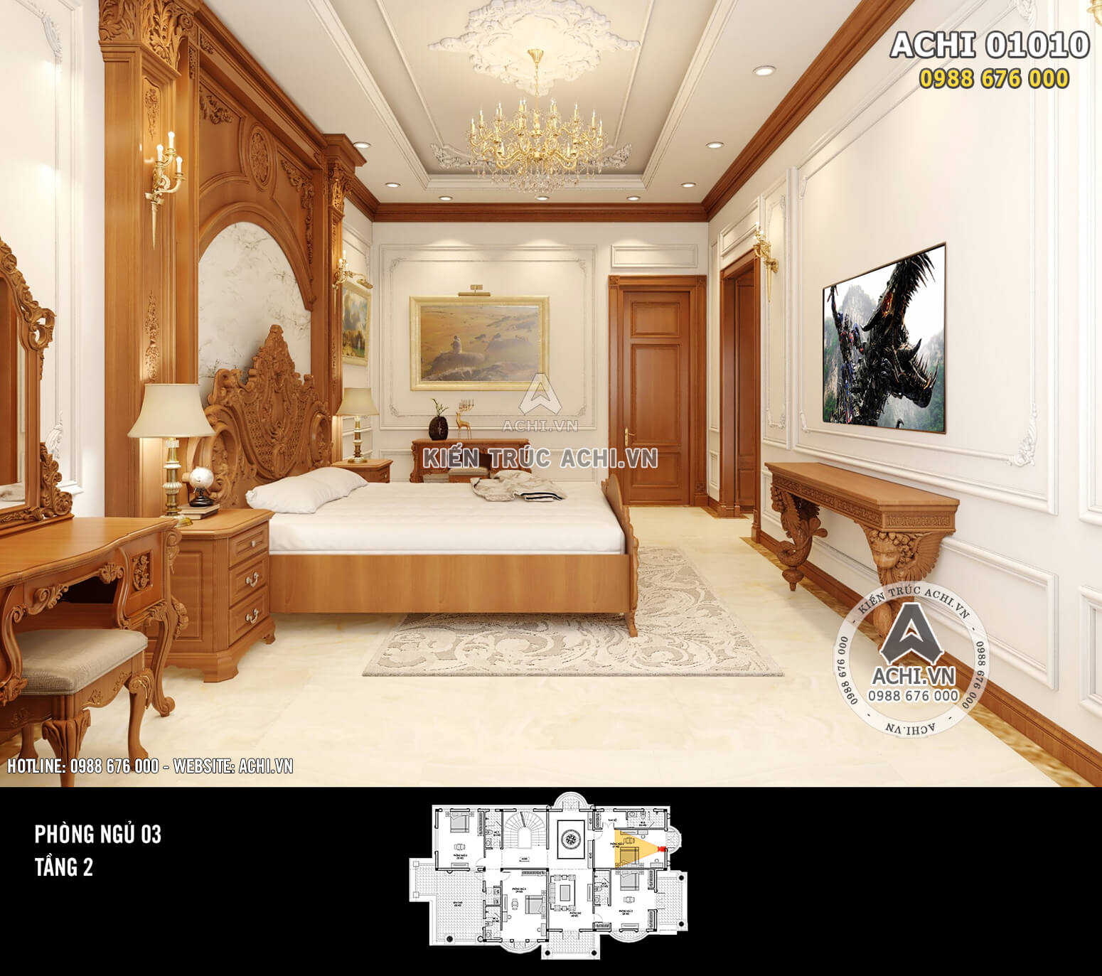 Hình ảnh: Thiết kế nội thất tân cổ điển - Phòng ngủ 2 - 02