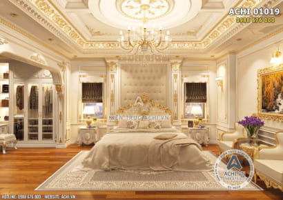 Hình ảnh: Không gian phòng ngủ 2 được thiết kế với tone trắng - vàng gold làm chủ đạo