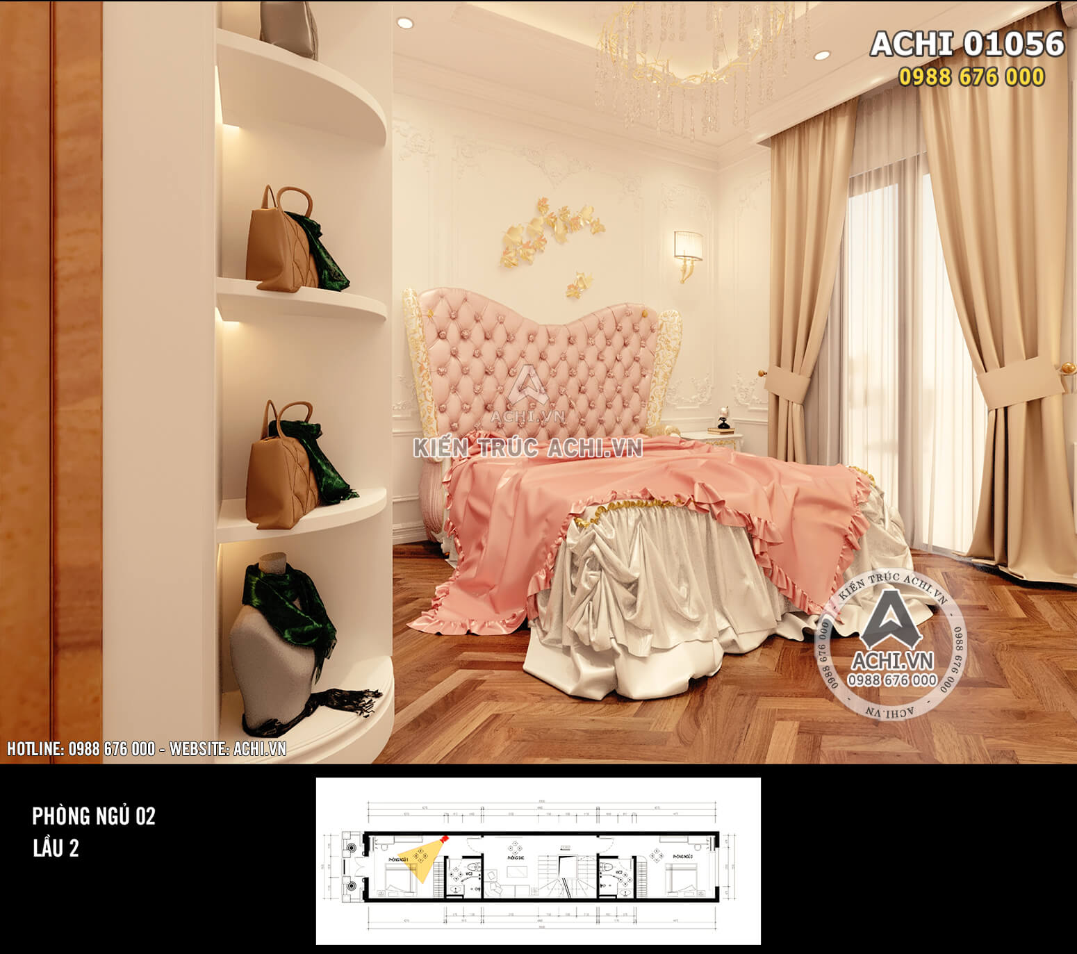 Hình ảnh: Thiết kế nội thất nhà phố tân cổ điển - Không gian phòng ngủ khép kín 2 - Lầu 2