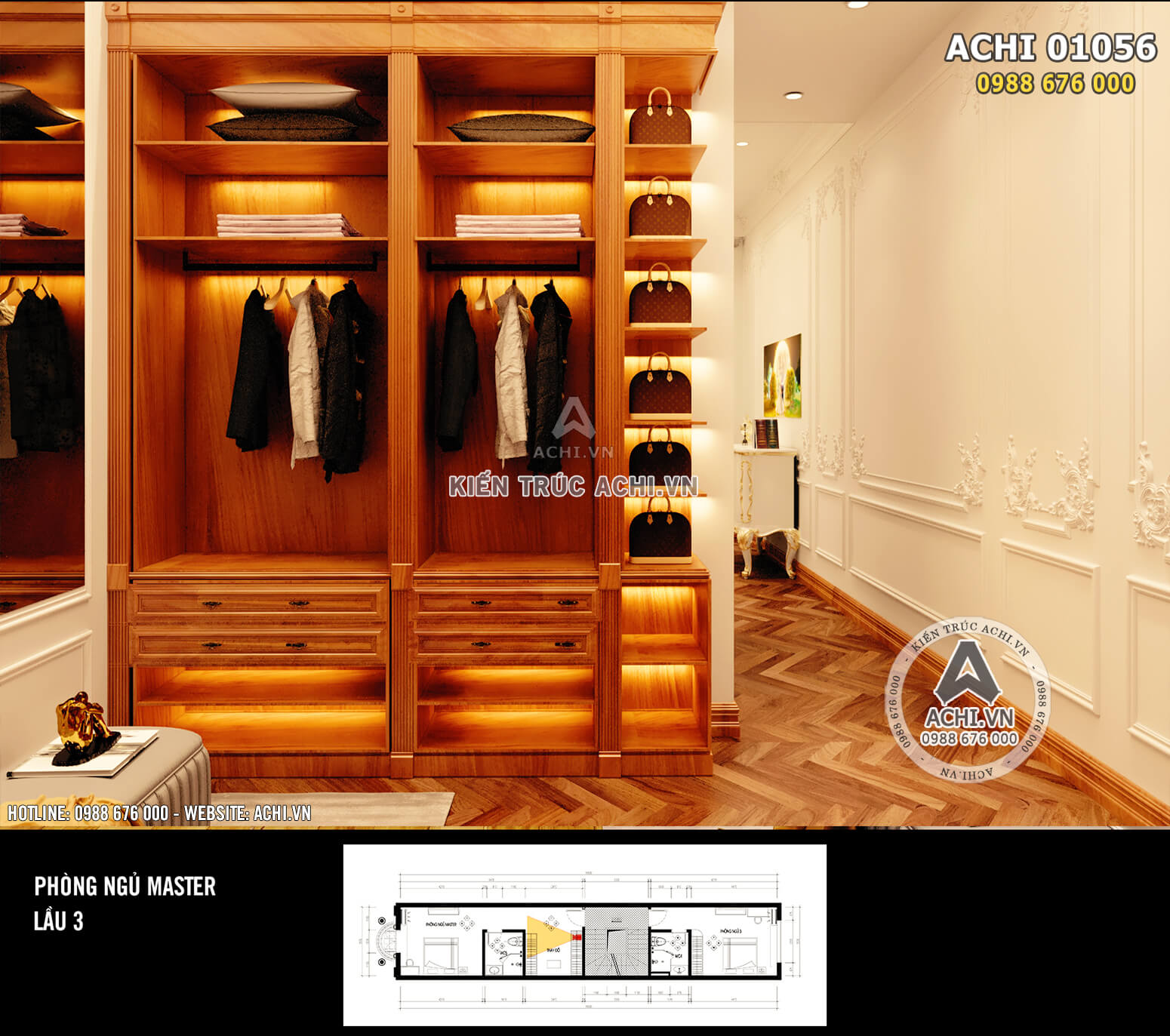 Hình ảnh: Không gian phòng thay đồ của phòng ngủ Master