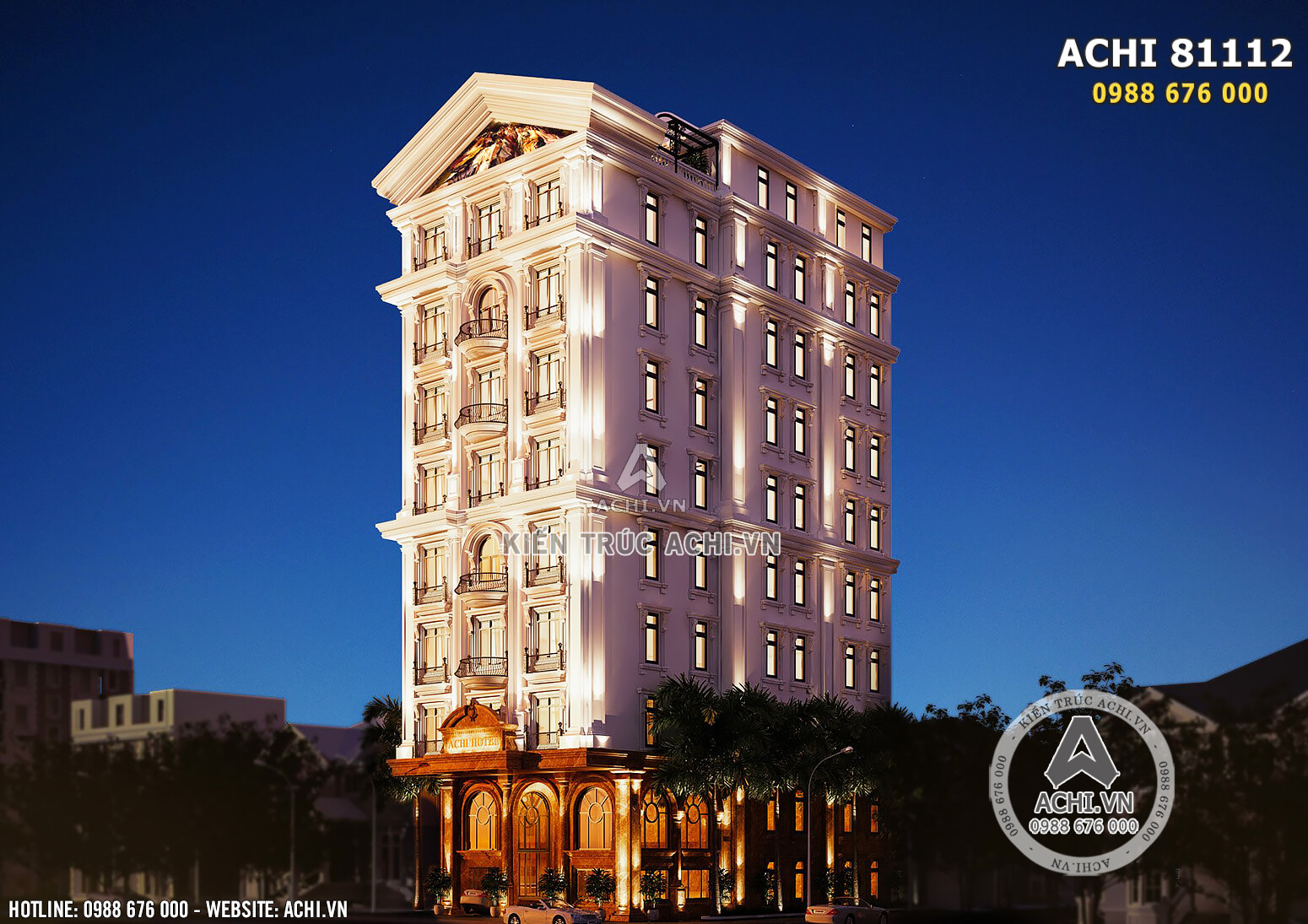 Hình ảnh: Các khối hình kiến trúc của khách sạn 3 sao đều được thiết kế đăng đối