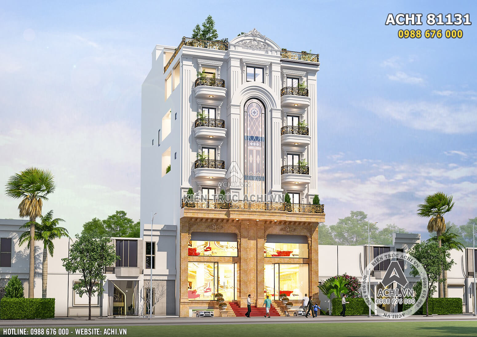 Thiết kế biệt thự phố hiện đại 6 tầng tại Bắc Ninh KT00916