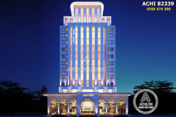 Mặt tiền mẫu thiết kế khách sạn 4 sao đẹp, đẳng cấp – ACHI 82339