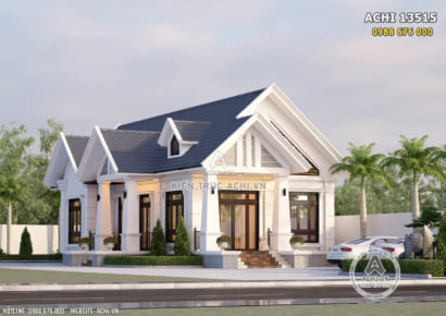 Mẫu thiết kế nhà 1 tầng 3 phòng ngủ đẹp - ACHI 13515