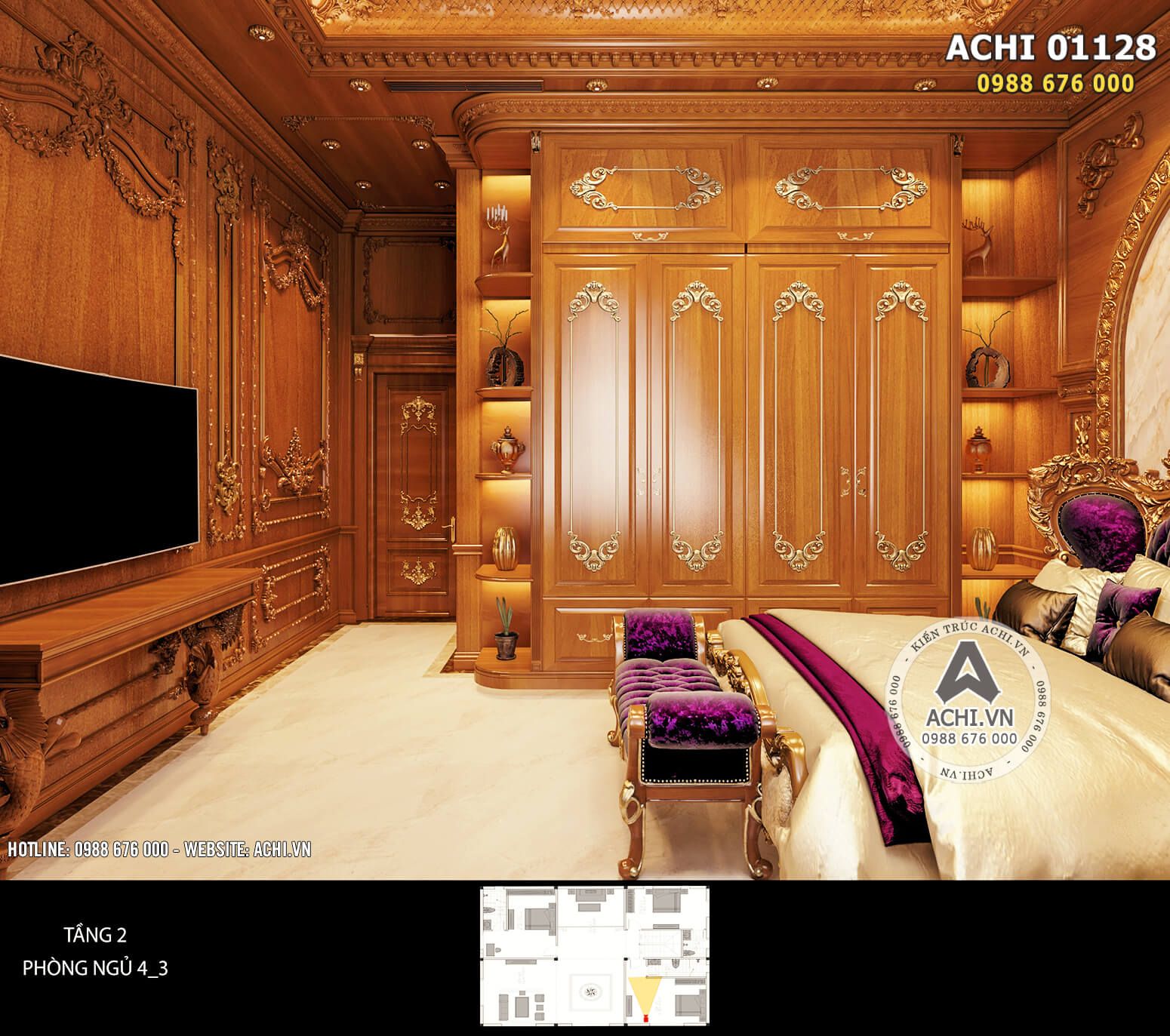 Thiết kế phòng ngủ master phong cách kiến trúc tân cổ điển