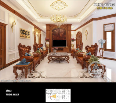 Thiết kế nội thất tân cổ điển đẹp mẫu biệt thự Pháp sang trọng và đẳng cấp – Mã số: ACHI 01130