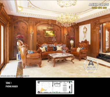 Mẫu nội thất tân cổ điển biệt thự Pháp 4 tầng đẹp, đẳng cấp – Mã số: ACHI 01136