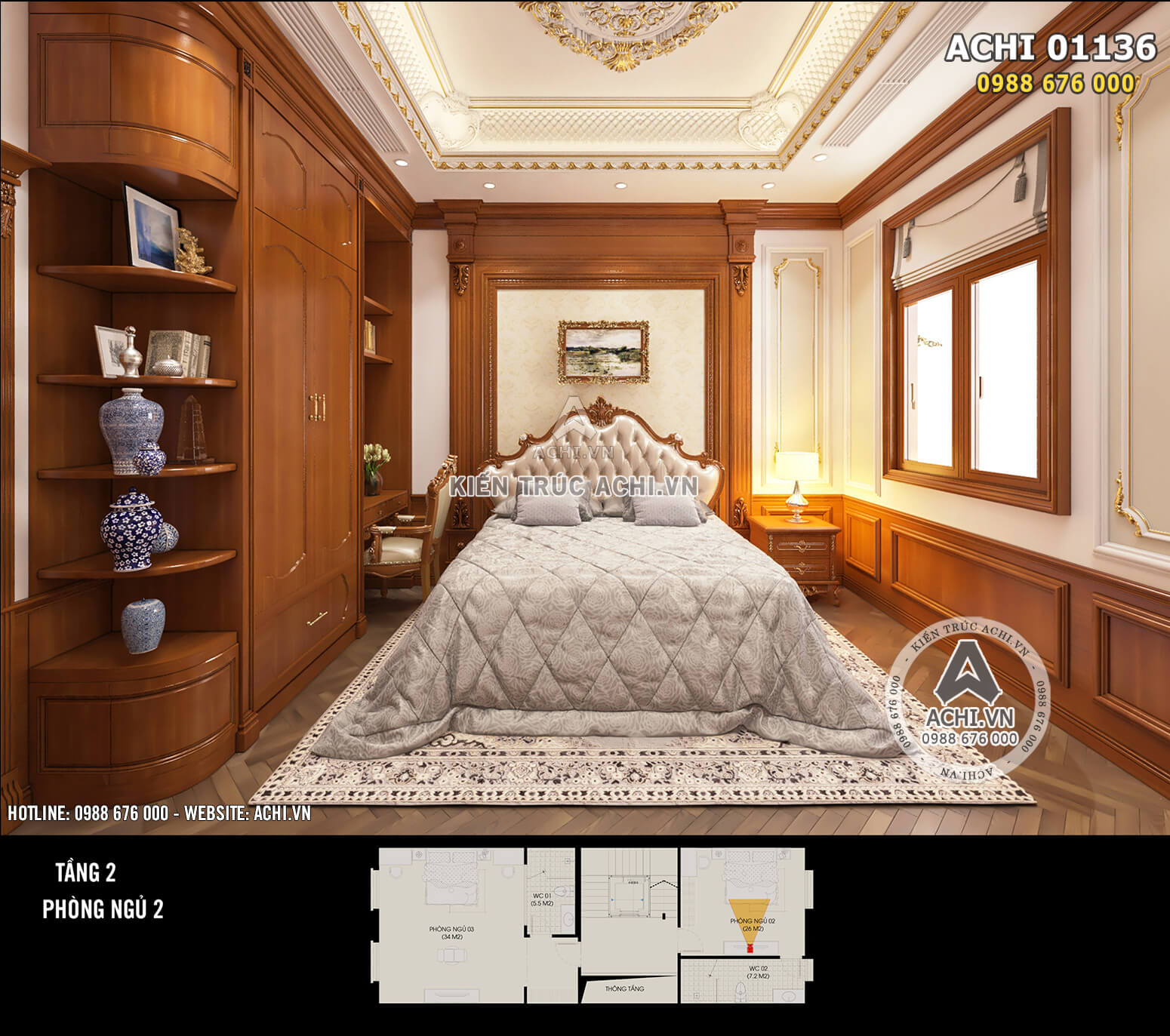 Phòng ngủ được thiết kế chuẩn với đầy đủ ánh sáng tự nhiên và ánh sáng nhân tạo