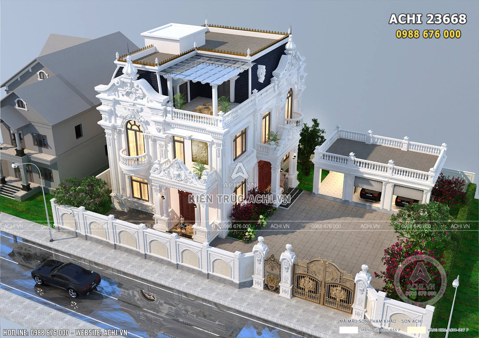 Phối cảnh 3D mẫu thiết kế biệt thự Pháp tại Vũng Tàu