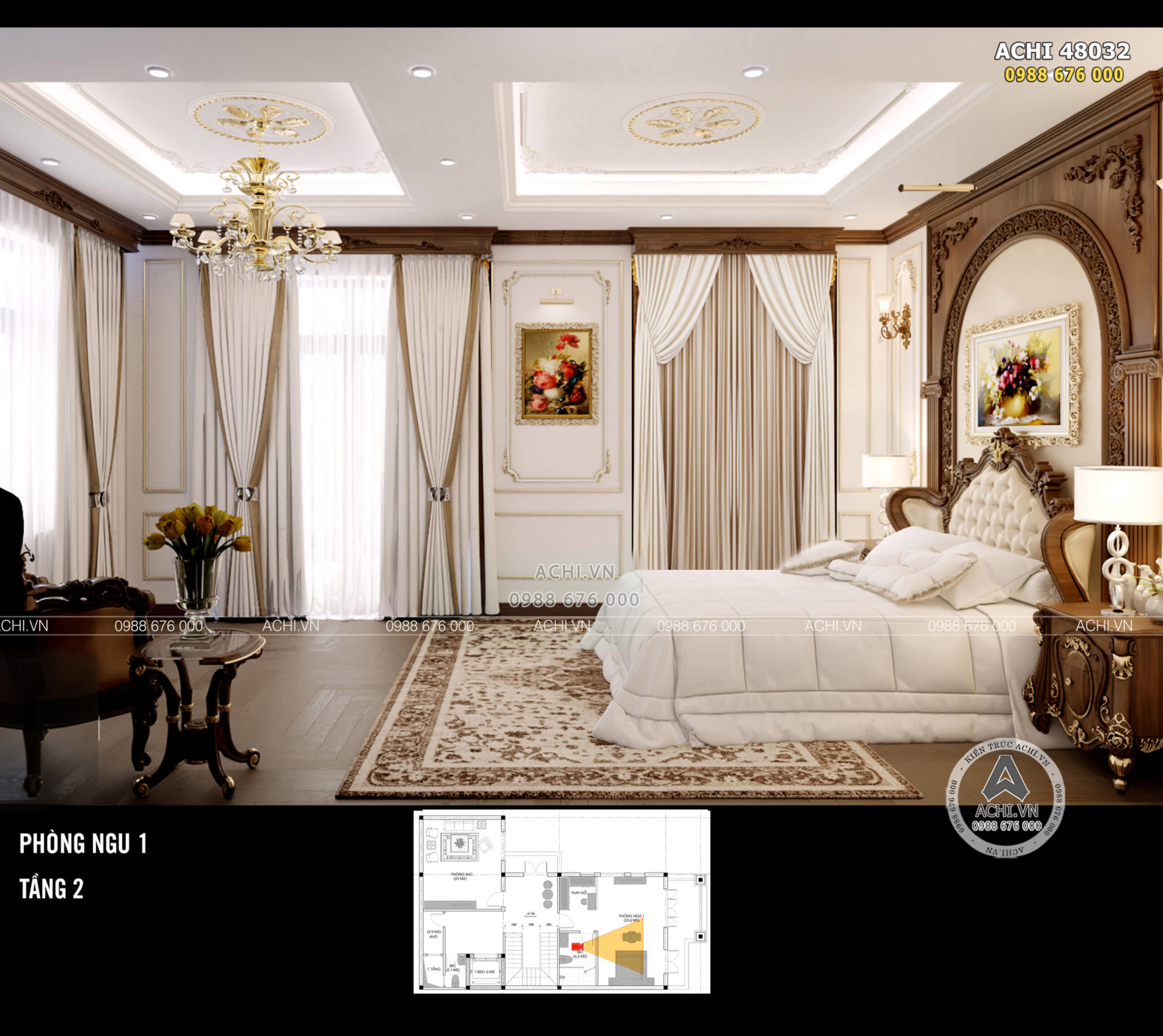 Thiết kế nội thất tân cổ điển phòng ngủ đẹp