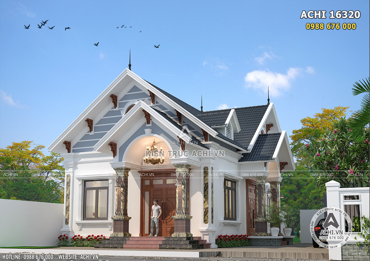 Bản thiết kế nhà biệt thự mái Thái đẹp