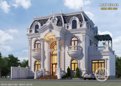 Phối cảnh 3D ngoại thất mẫu thiết kế biệt thự tân cổ điển đẹp
