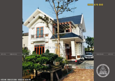 Thi công trọn gói hoàn thiện nhà biệt thự 2 tầng mái Thái tại Hưng Yên – Mã số: HT 211039