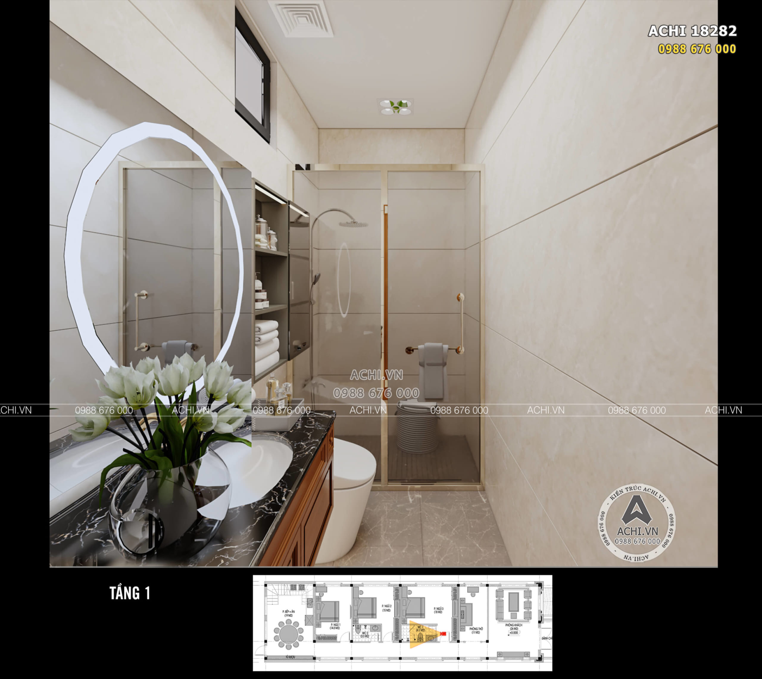 Thiết kế nhà wc không quá rộng rãi nhưng gọn gạch, tiện nghi và sang trọng