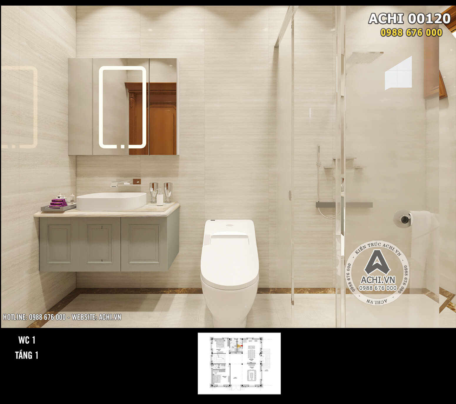 Thiết kế nội thất nhà vệ sinh thiết kế đơn giản những gọn gàng, ngăn nắp