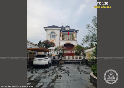 Thi công xây dựng mẫu nhà 2 tầng biệt thự tân cổ điển Pháp đẹp tại Phú Quốc - Mã số: TC 120