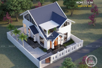 Mẫu nhà 1 tầng gác lửng mái Thái đẹp nông thôn 120m2 – Mã số: ACHI 12136