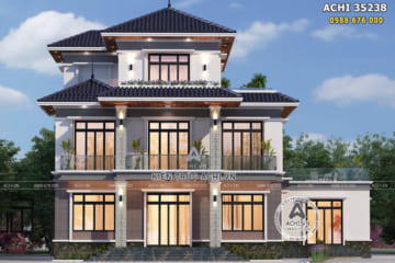 Mẫu nhà 3 tầng mái Nhật hiện đại đẹp 180m2 – Mã số: ACHI 35238