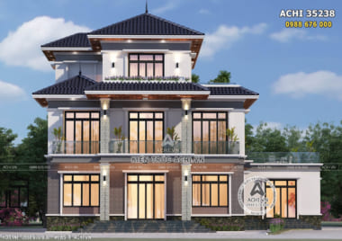 Mẫu nhà 3 tầng mái Nhật hiện đại đẹp 180m2 – Mã số: ACHI 35238