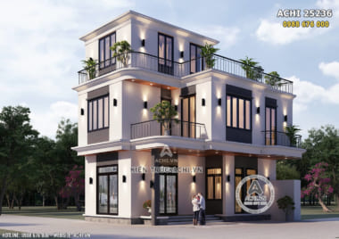 Mẫu nhà 2.5 tầng 1 tum đẹp hiện đại, đơn giản – Mã số: ACHI 25236