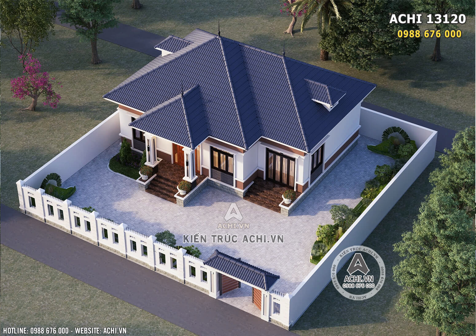 Toàn cảnh mẫu nhà cấp 4 mái Nhật đẹp khi nhìn từ trên cao xuống