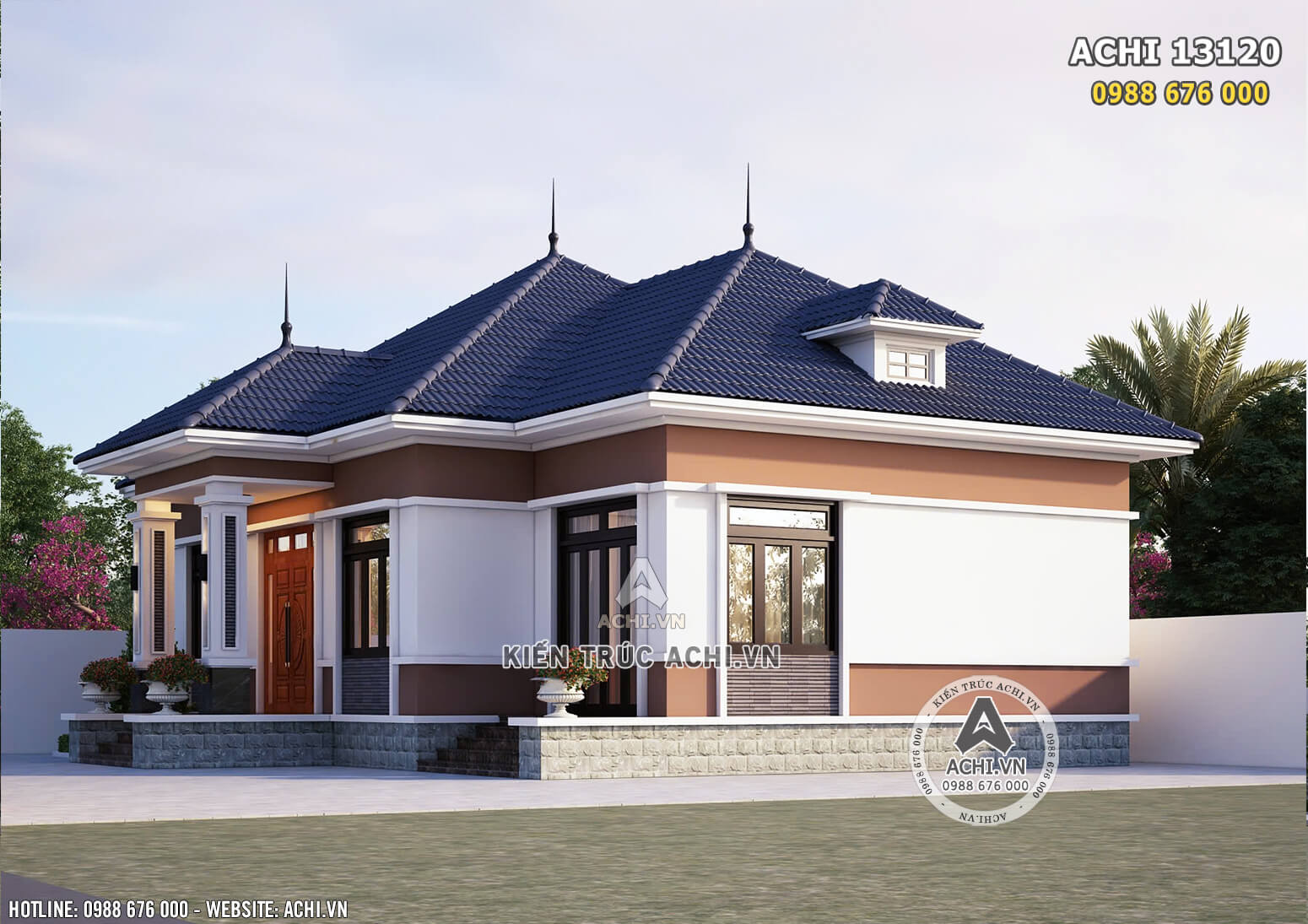 Một góc view đẹp không gian ngoại thất mẫu nhà cấp 4 130m2