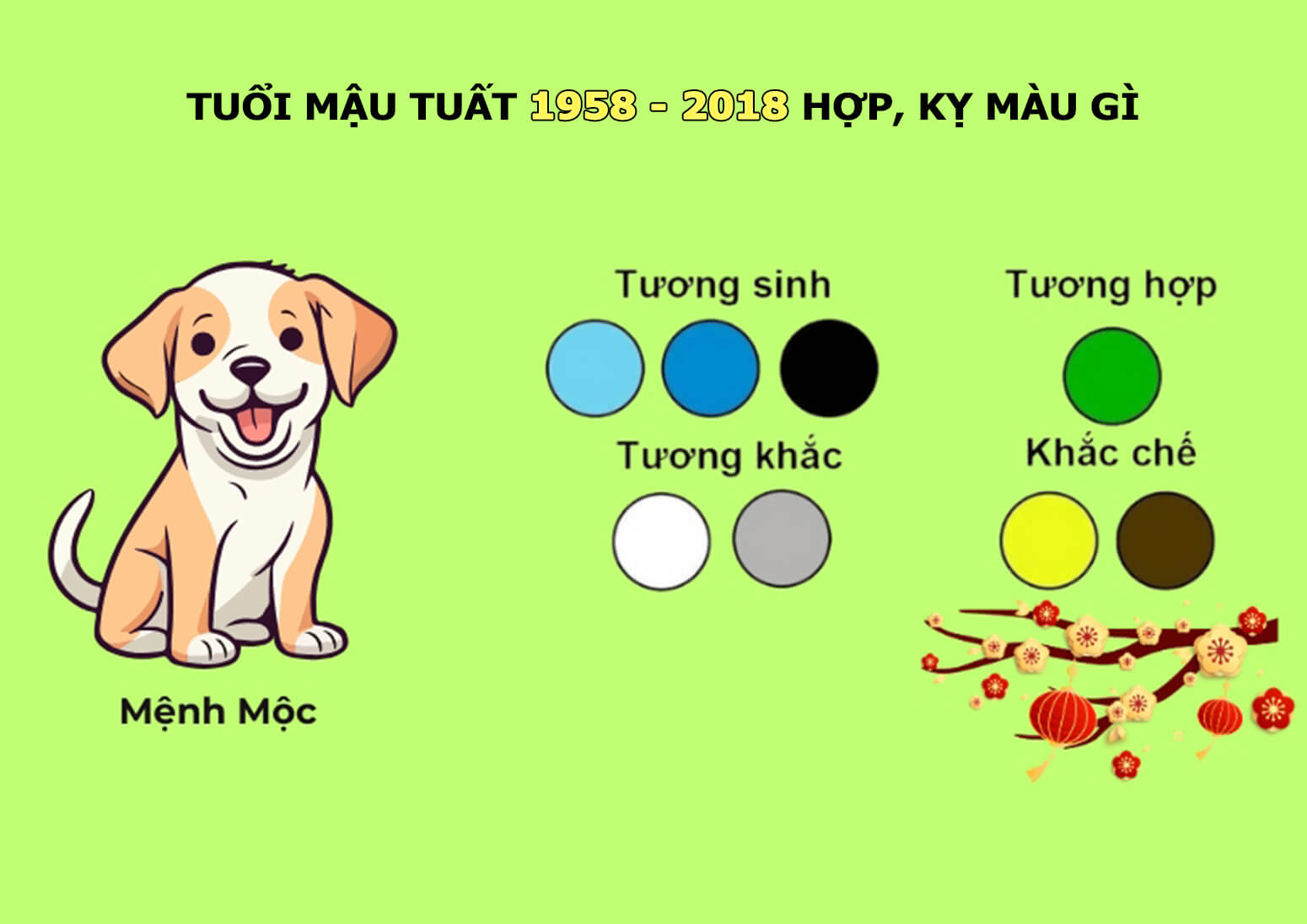 Tử vi tuổi Mậu Tuất 1958 - 2018 hợp màu gì? kỵ màu gì?